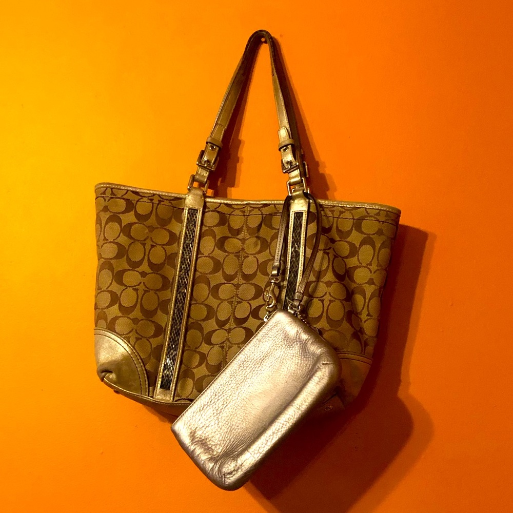 Coach bag with wristlet